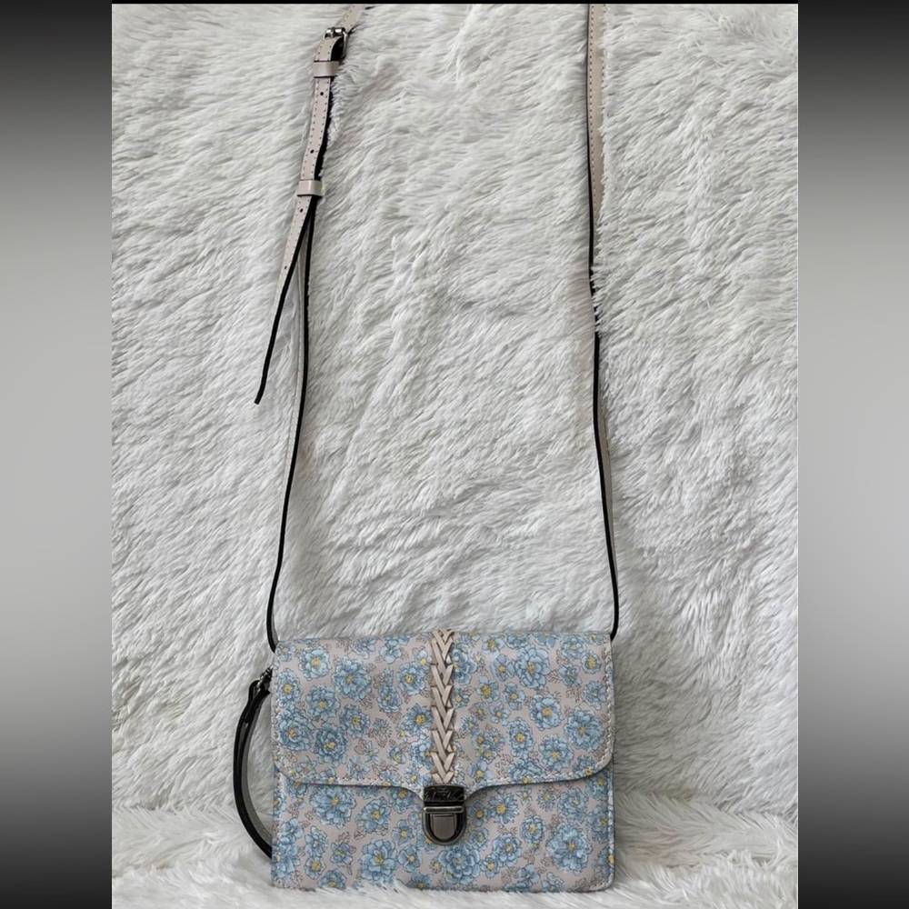 Patricia Nash Blue & Grey Floral Crossbody Like New